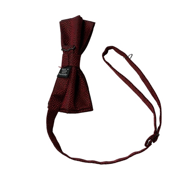 Pronto Uomo Formal Tie Set Pre-Tied Adjustable Burgundy Paisley and Black - Picture 8 of 14